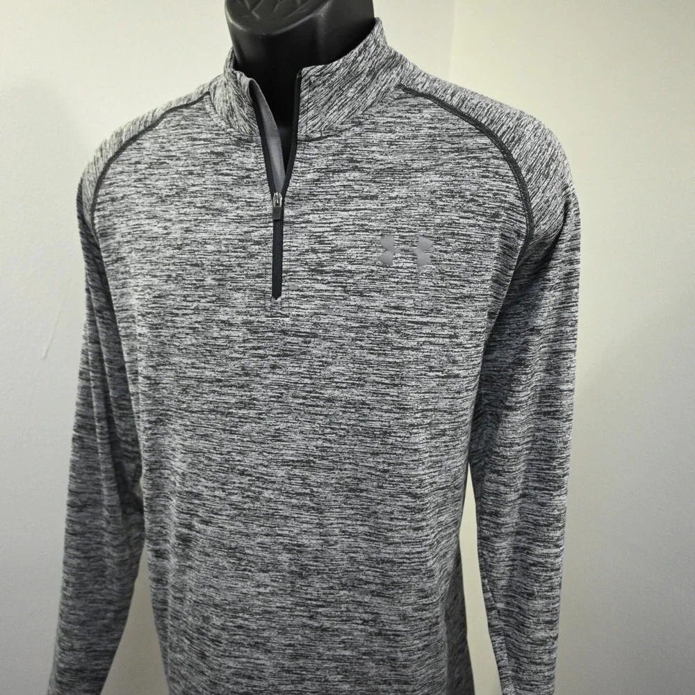 Under Armour 1/4 Zip Golf Jacket Mens Large Gray HeatGear Loose Pullover Stretch